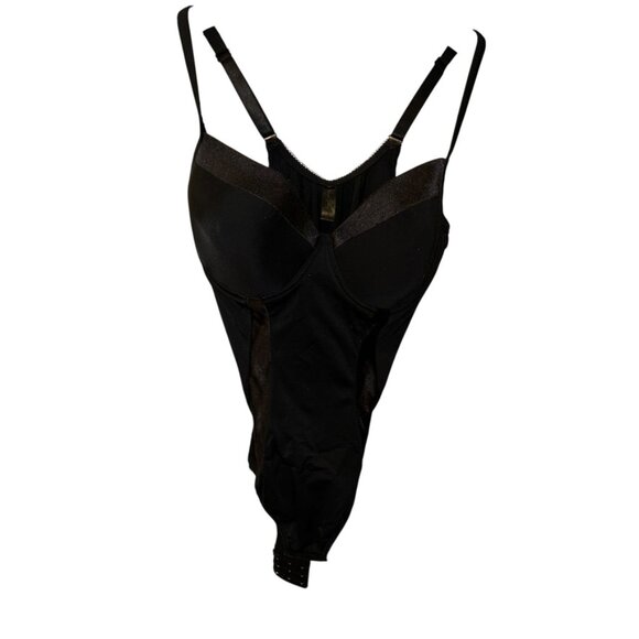 Marilyn Monroe Intimates black stin trim shaper bnody suit lingerie PLUS 2X - Picture 1 of 5
